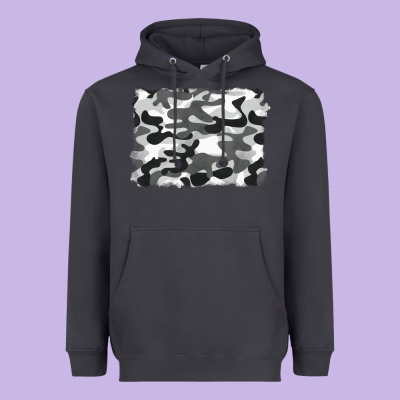 Black And White Camouflage Heavyweight Hoodie Designed By Barkaloodesign
