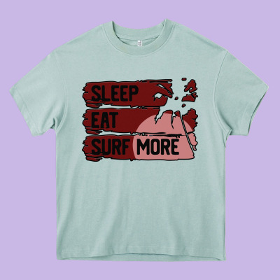 Surf, Sleep, Eat Heavy Core Tee Designed By Bettercallsaul