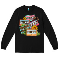 Black 90s country caassette tapes Long Sleeve Tee - OliviaCreatesArt