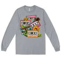 Heather Grey 90s country caassette tapes Long Sleeve Tee - OliviaCreatesArt