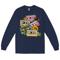 Navy 90s country caassette tapes Long Sleeve Tee - OliviaCreatesArt