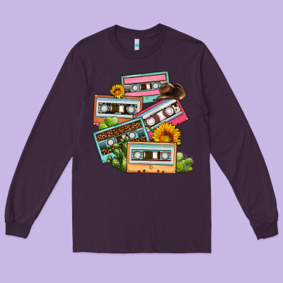 90s Country Caassette Tapes Long Sleeve Tee Designed By Oliviacreatesart