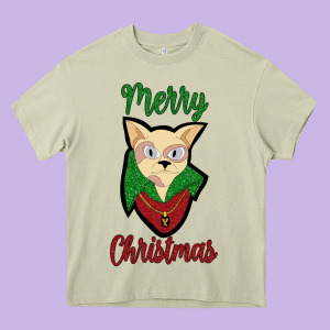 Merry Christmas Cat Heavy Core Tee Designed By Bettercallsaul