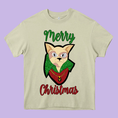 Merry Christmas Cat Heavy Core Tee Designed By Bettercallsaul