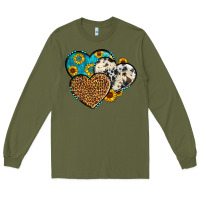 Army Green cowhide leopard hearts Long Sleeve Tee - OliviaCreatesArt