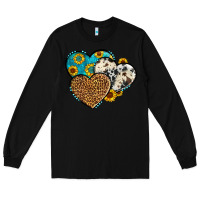 Black cowhide leopard hearts Long Sleeve Tee - OliviaCreatesArt