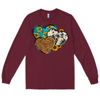 Burgundy cowhide leopard hearts Long Sleeve Tee - OliviaCreatesArt