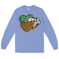 Colony Blue cowhide leopard hearts Long Sleeve Tee - OliviaCreatesArt