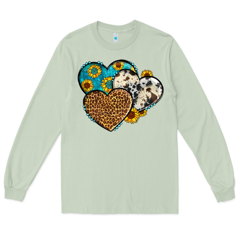 Cowhide Leopard Hearts Long Sleeve Tee by OliviaCreatesArt | Teevron