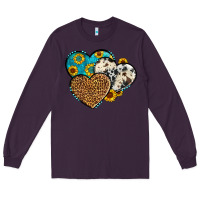 Plum cowhide leopard hearts Long Sleeve Tee - OliviaCreatesArt