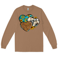 Toasted Coconut cowhide leopard hearts Long Sleeve Tee - OliviaCreatesArt