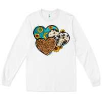 White cowhide leopard hearts Long Sleeve Tee - OliviaCreatesArt