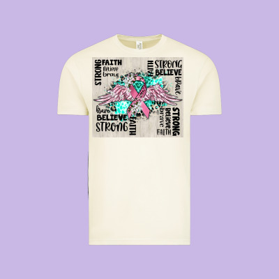 Cancer Ribbon With Angel Wings Vintage Tee Designed By Cowgirlartshop