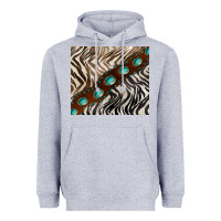 Heather Grey zebra gemstone leather Heavyweight Hoodie - BarkalooDesign