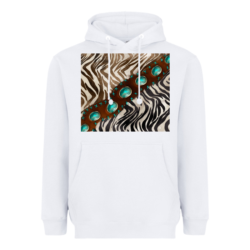 Zebra Gemstone Leather Heavyweight Hoodie by BarkalooDesign | Teevron