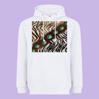 Zebra Gemstone Leather Heavyweight Hoodie Designed By Barkaloodesign