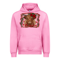 Fuchsia Pink be mine highland cow Urban Hoodie - AdoDesignShop