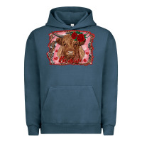 Pigment Midnight Navy be mine highland cow Urban Hoodie - AdoDesignShop