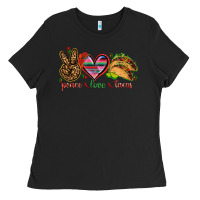 Black Peace love tacos Ladies Tee - NancyCooperArtShop