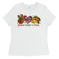 White Peace love tacos Ladies Tee - NancyCooperArtShop