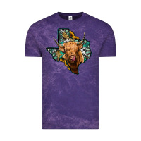 Cloud Purple texas map highland cow Vintage Tee - Jasminsmagicworld
