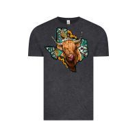 Vintage Black texas map highland cow Vintage Tee - Jasminsmagicworld