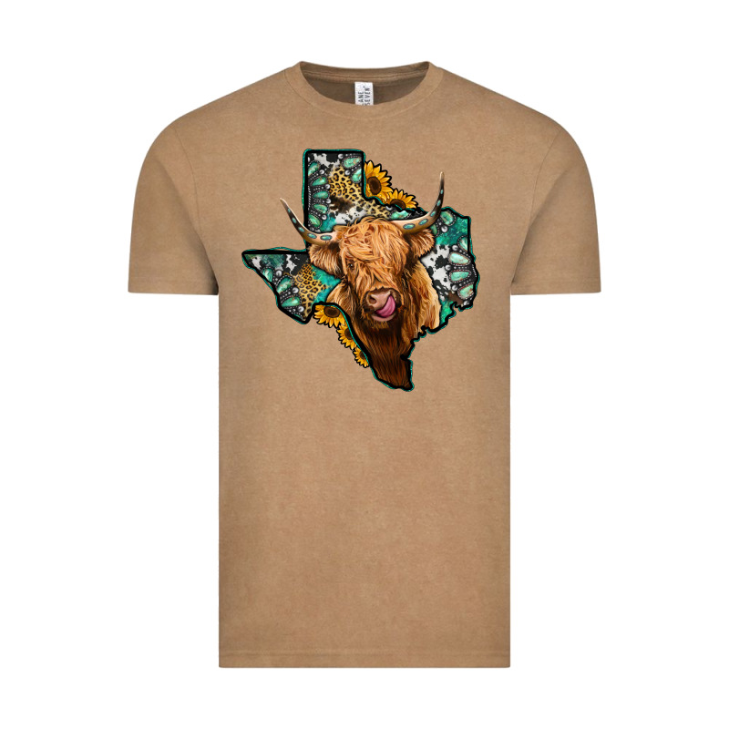 Texas Map Highland Cow Vintage Tee by Jasminsmagicworld | Teevron