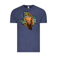 Vintage Denim texas map highland cow Vintage Tee - Jasminsmagicworld