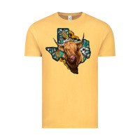 Vintage Mustard texas map highland cow Vintage Tee - Jasminsmagicworld