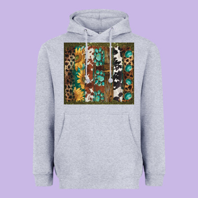 Western Patterns Brushstroke Heavyweight Hoodie Designed By Barkaloodesign