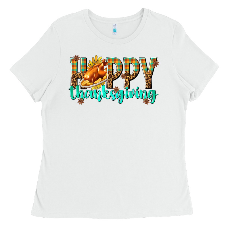 Happy Thanksgiving With Turkey Ladies Tee by texasbilliewilder | Teevron