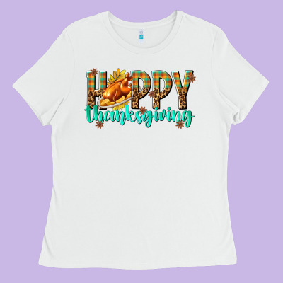 Happy Thanksgiving With Turkey Ladies Tee Designed By Texasbilliewilder