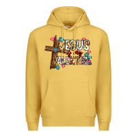 Antique Gold jesus is my valentine Premium Hoodie - CowhideDigitalArt