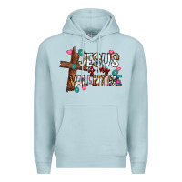 Blue Mist jesus is my valentine Premium Hoodie - CowhideDigitalArt