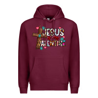 Burgundy jesus is my valentine Premium Hoodie - CowhideDigitalArt