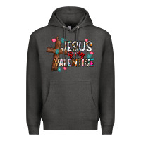 Charcoal Heather jesus is my valentine Premium Hoodie - CowhideDigitalArt