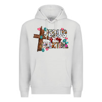 Dove Grey jesus is my valentine Premium Hoodie - CowhideDigitalArt