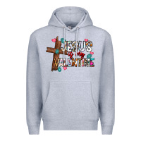 Heather Grey jesus is my valentine Premium Hoodie - CowhideDigitalArt
