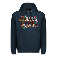 Navy jesus is my valentine Premium Hoodie - CowhideDigitalArt