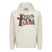 Oatmeal Heather jesus is my valentine Premium Hoodie - CowhideDigitalArt