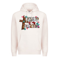 Pale Pink jesus is my valentine Premium Hoodie - CowhideDigitalArt