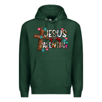Sports Green jesus is my valentine Premium Hoodie - CowhideDigitalArt