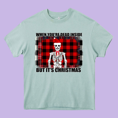 When You Re Dead Inside But It Christmas Skeleton Heavy Core Tee Designed By Bettercallsaul