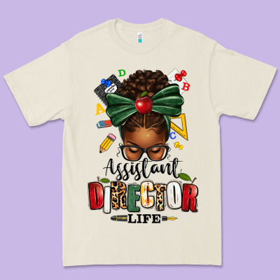 Assistant Director Life Afro Messy Bun Premium Tee Designed By Texasbilliewilder
