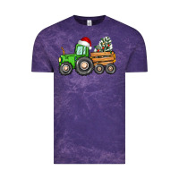 Cloud Purple christmas tractor Vintage Tee - CowGirlArtShop