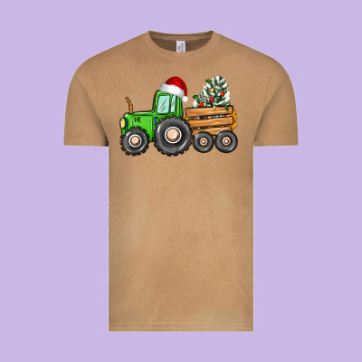 Christmas Tractor Vintage Tee Designed By Cowgirlartshop