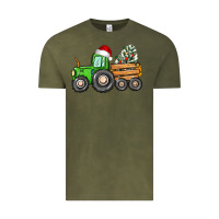Vintage Olive christmas tractor Vintage Tee - CowGirlArtShop