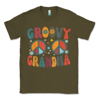 Army Green groovy grandma retro 70s peace sign design grandmother Classic Tee - longCreatives