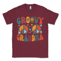 Burgundy groovy grandma retro 70s peace sign design grandmother Classic Tee - longCreatives