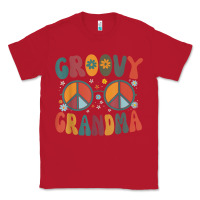 Red groovy grandma retro 70s peace sign design grandmother Classic Tee - longCreatives